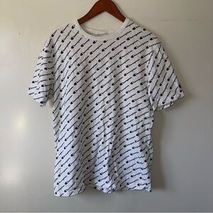 White Champion Graphic T-Shirt with Pattern